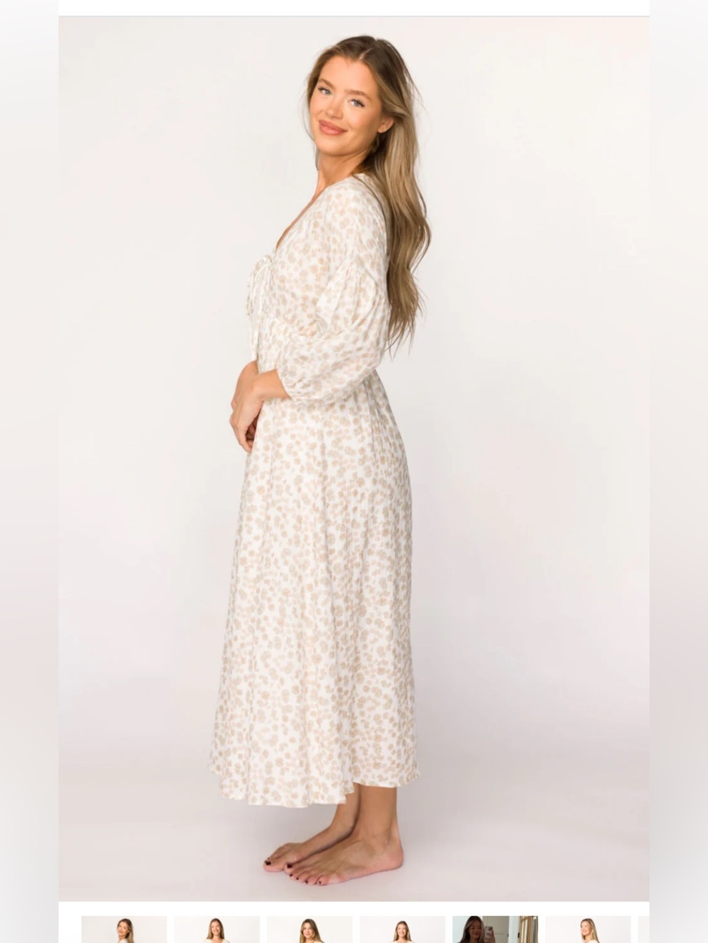 Worth Collective Hunter 100/ cotton gauze Cream Floral Maxi Dress - Picture 2 of 10